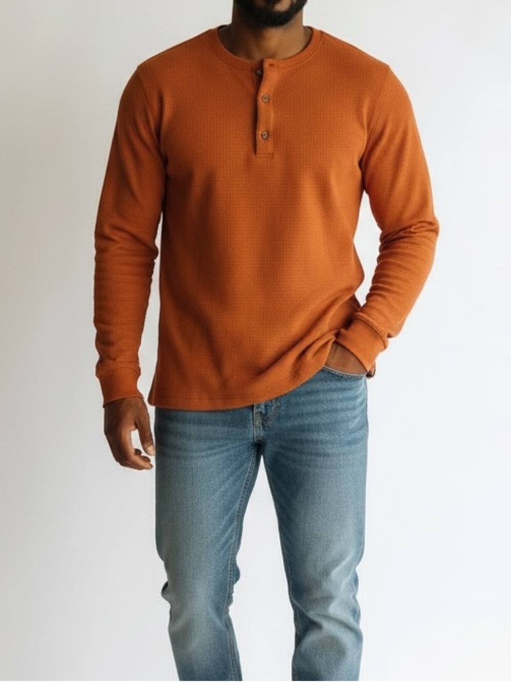 Eddie Bauer Men's Waffle Knit Thermal Henley XL